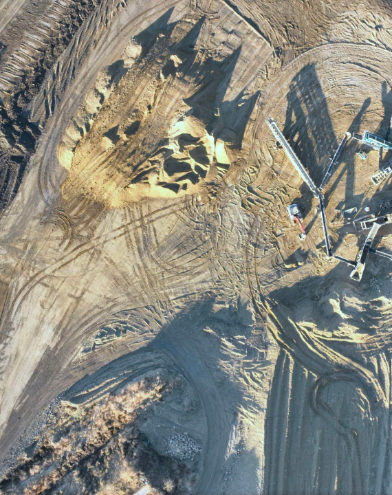 Aerial photo of construction site dirt.