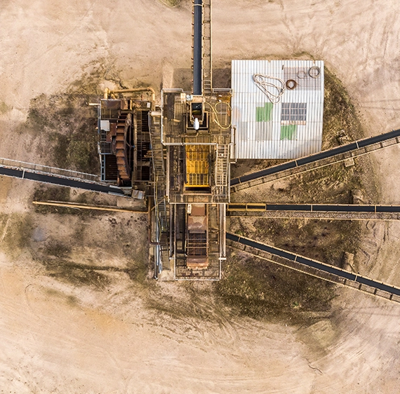 Aerial view of mining station.