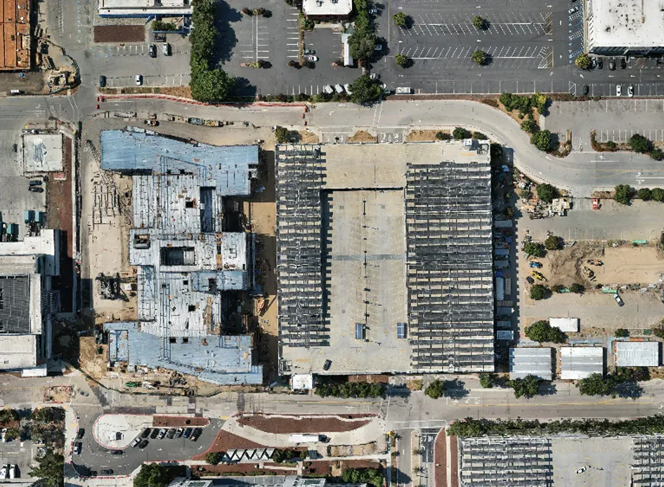 Overhead aerial photo of construction site