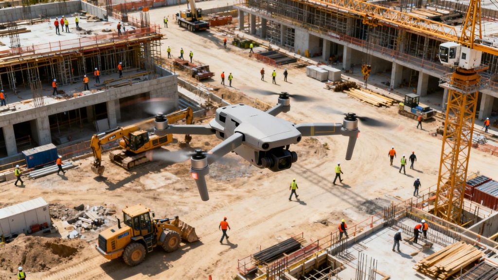Drone photography of construction site progress