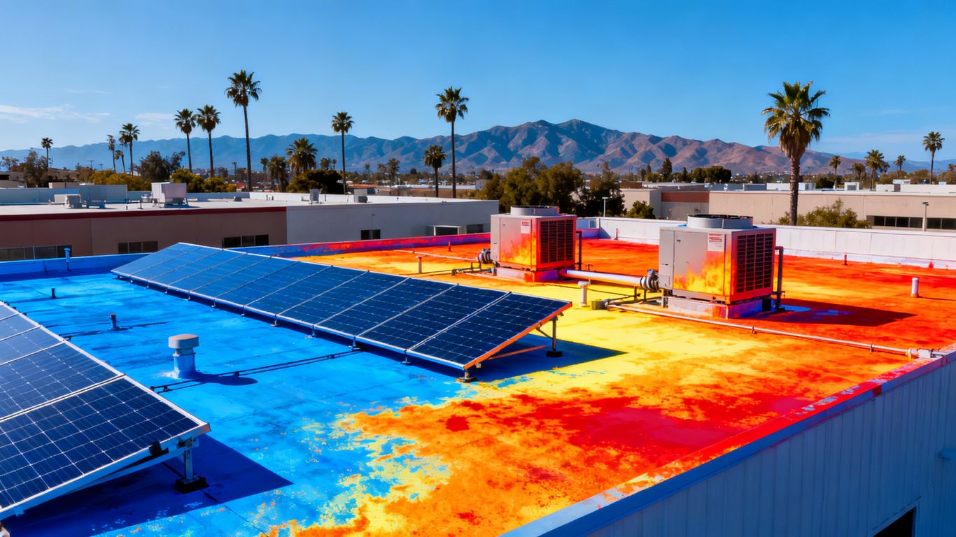 Thermal scan of commercial California rooftop
