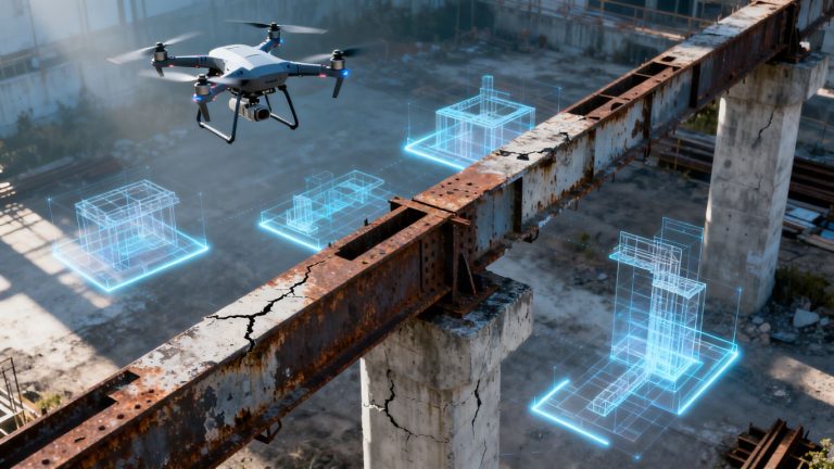 Drone surveying infrastructure for 3D modeling.