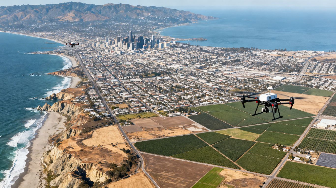 Aerial view of California's diverse landscapes.