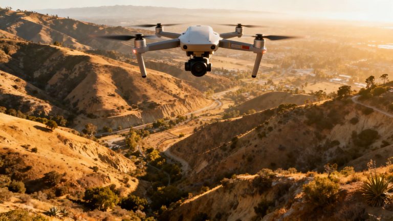 Drone mapping California landscape with high accuracy.